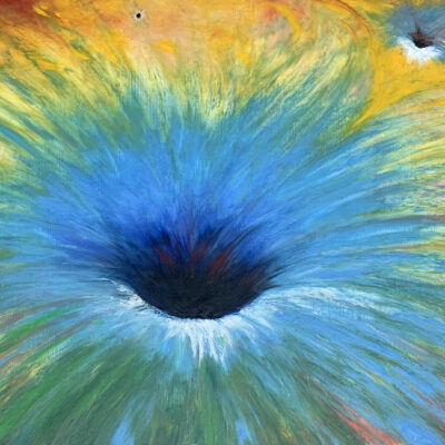Пейзаж космос Вселенная гравитация черная дыра масляная пастель художник Альберт Сафиуллин