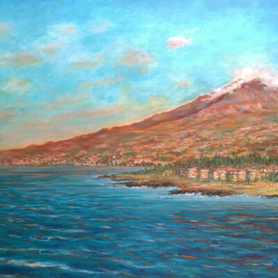 Морской пейзаж Сицилия вулкан Этна Реканати картина холст художник Альберт Сафиуллин