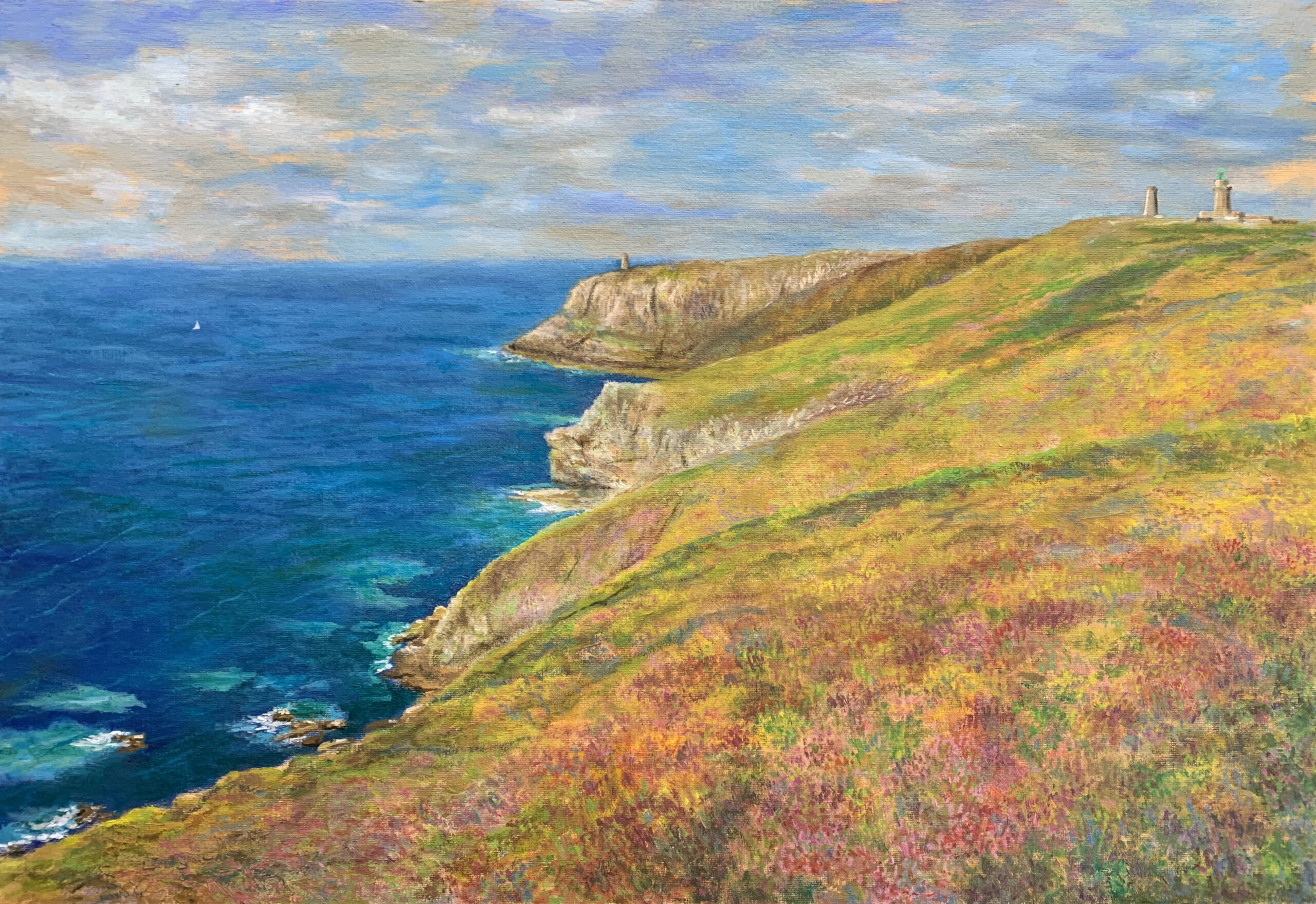 Пейзаж море Бретань вереск картина холст масло художник Альберт Сафиуллин