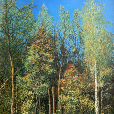 Лесной пейзаж парк Покровское Стрешнево осень картина художник Альберт Сафиуллин