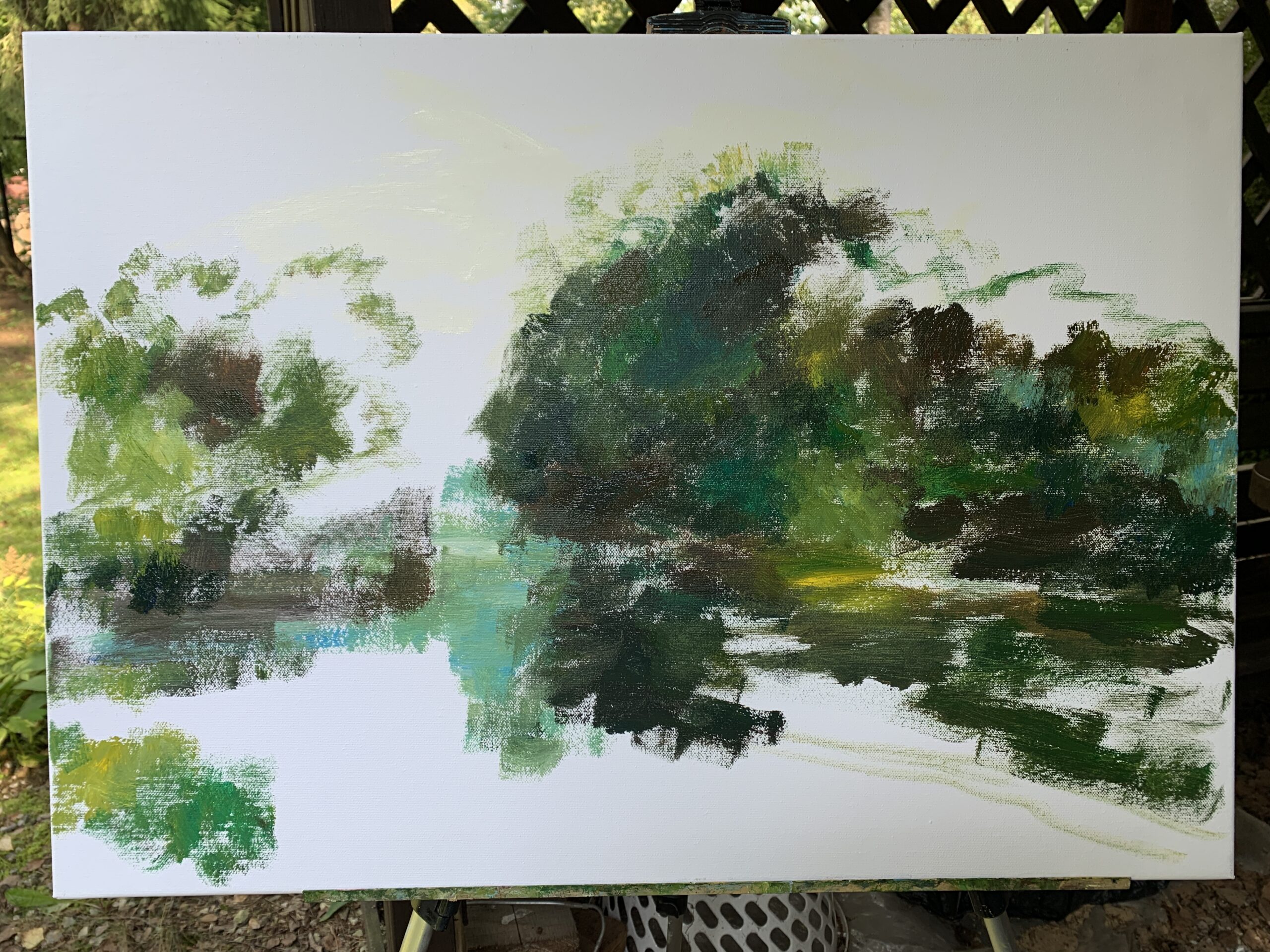 Пейзаж река Протва село Ермолино картина холст масло художник Альберт Сафиуллин