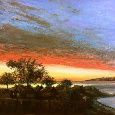 Восход солнца морской пейзаж Бретань заря утро картина холст масло художник Альберт Сафиуллин