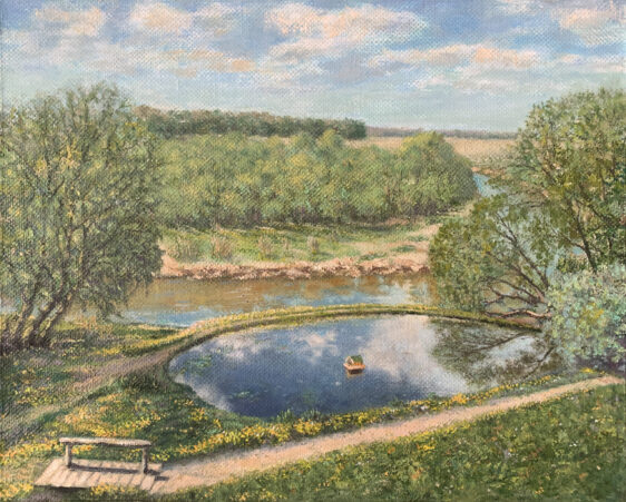 Река Протва пруд Ермолино пейзаж картина холст импрессионизм художник Альберт Сафиуллин