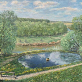 Река Протва пруд Ермолино Глашино пейзаж картина холст импрессионизм художник Альберт Сафиуллин