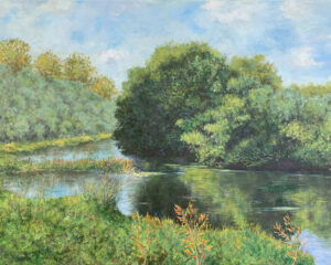 Река Протва пейзаж Ермолино лето картина холст масло импрессионизм художник Альберт Сафиуллин